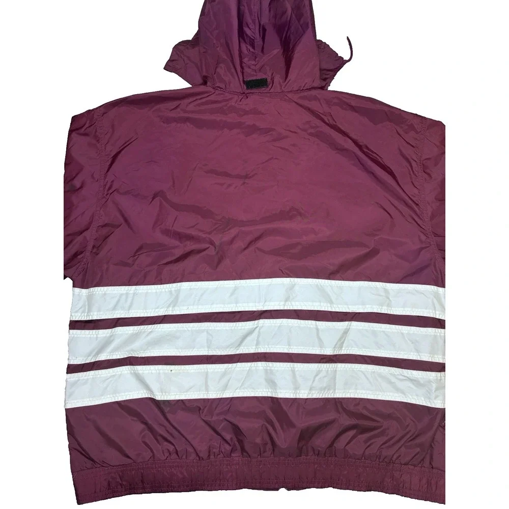 Vintage Adidas Windbreaker Jacket Men's XXL. Hooded, Full Zip, Three Stripes.